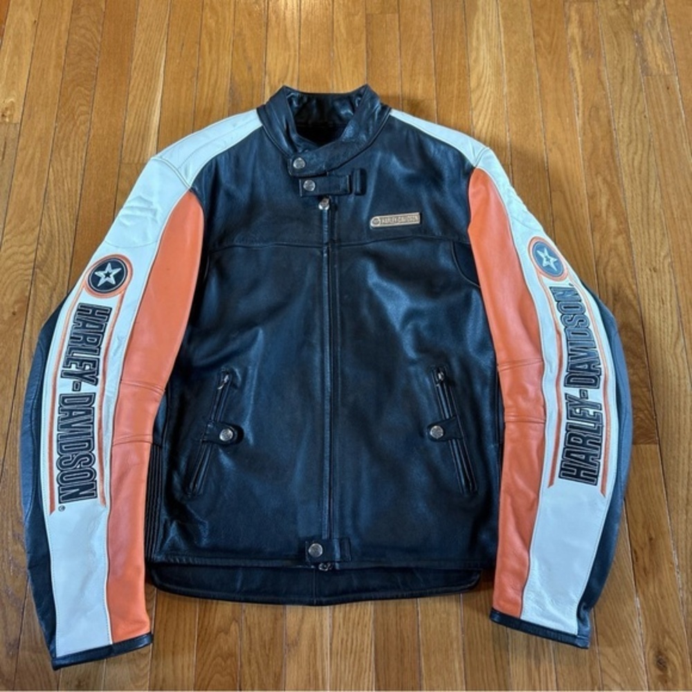 Harley Davidson RN 103819 CA 03402 Original Black Leather Jacket Size Mens XL